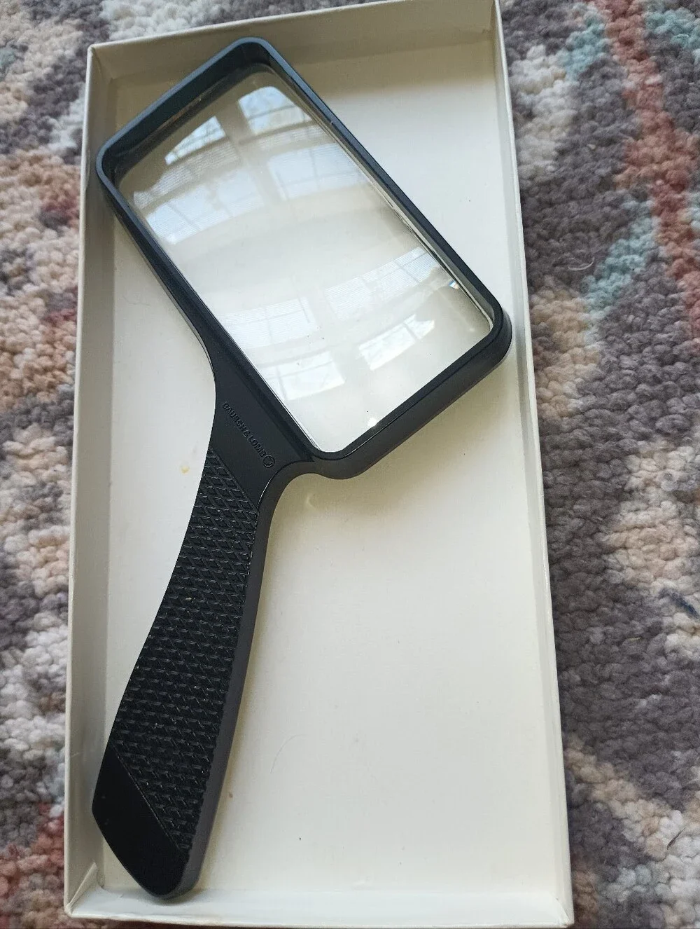 Bausch & Lomb Black Handheld Vintage Magnifying Glass Match Wide Horizontal Form